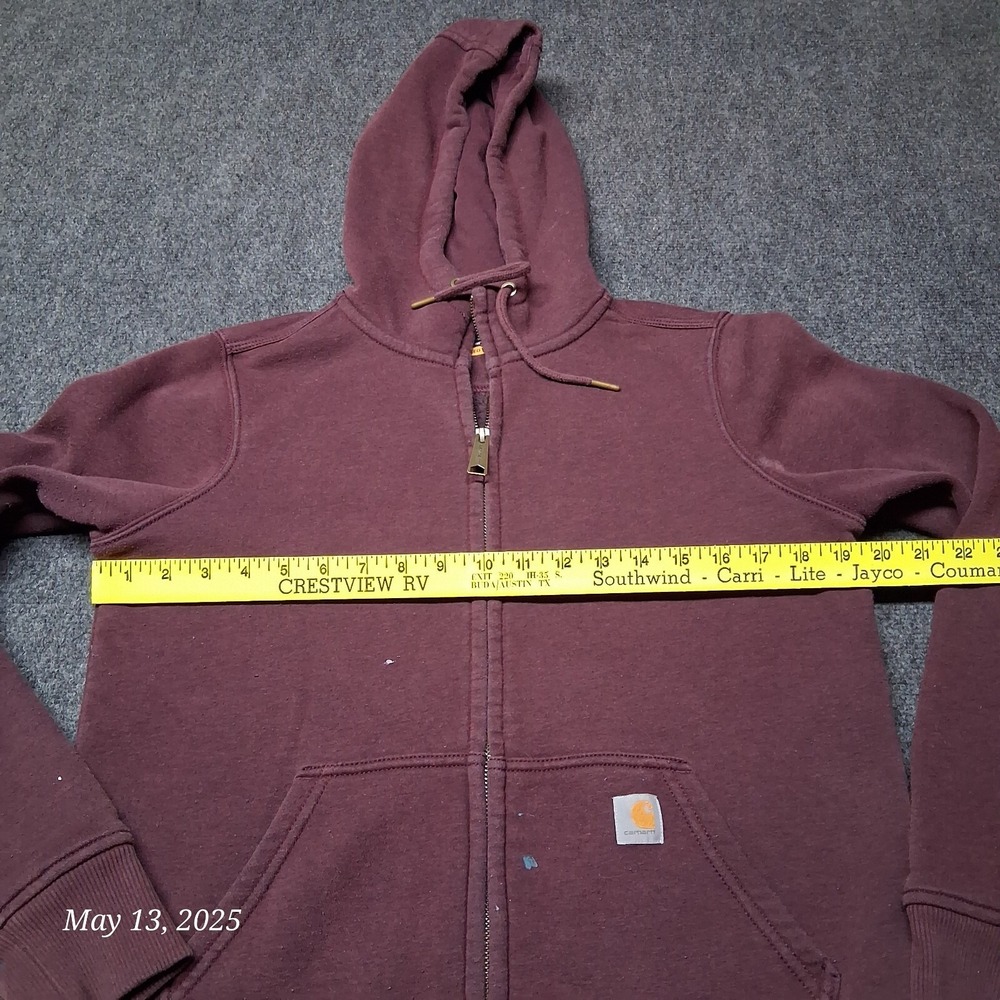 * Carhartt Full Zip Hoodie Women Size Small 4/6 Maroon‎ Relaxed Mid Weight - Picture 5 of 8